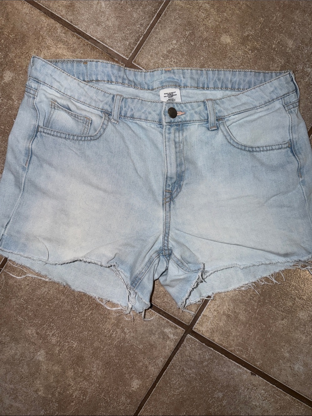 &denim Light Blue Distressed Denim Shortie Shorts